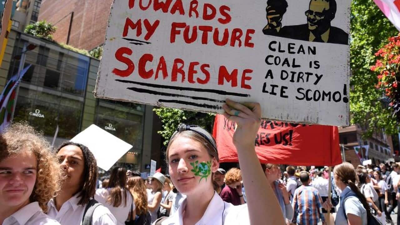 Students rally against the government's climate change policies in Sydney last year.