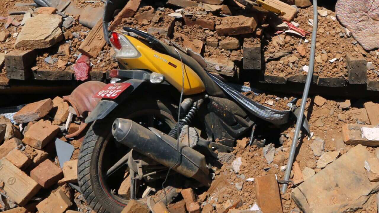 The debris of a house that collapsed from last week's earthquake.
