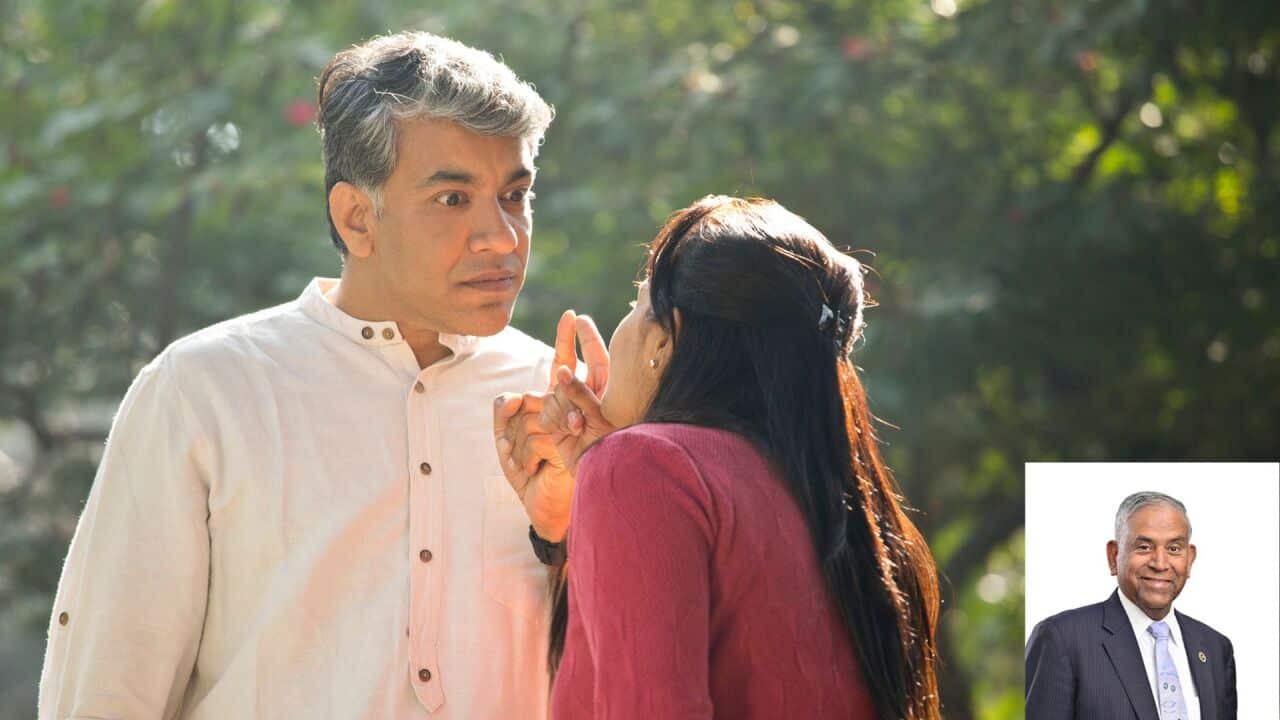 Couple having an argument at park