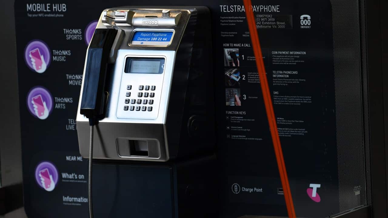 A Telstra payphone in Melbourne