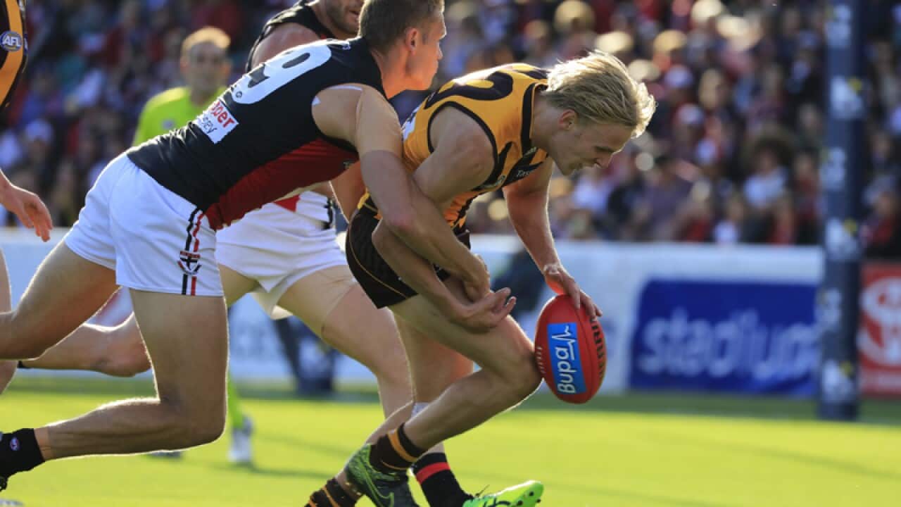 Sam Gilbert tackles Will Langford