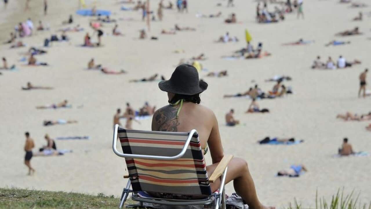 A beachgoer at Coogee Beach