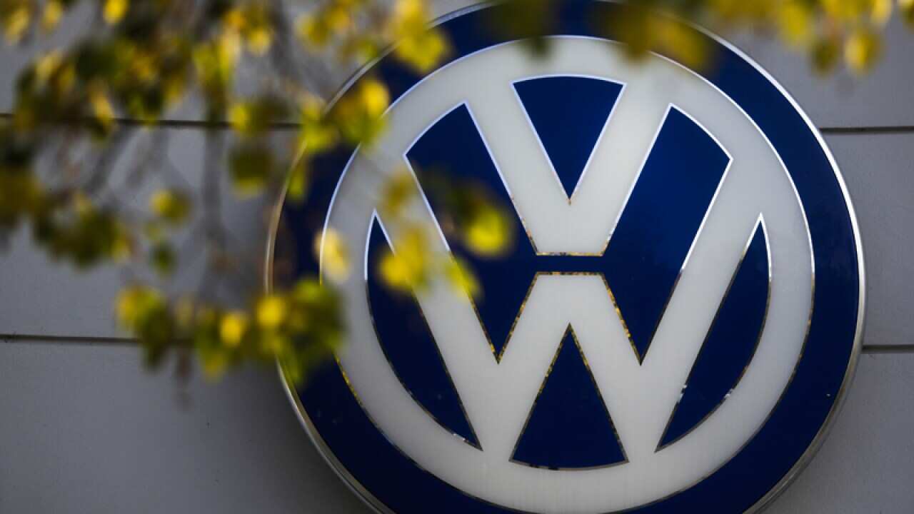 VW sign of Germany's car company Volkswagen