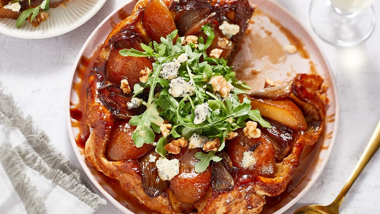 Pear and shallot tarte tatin