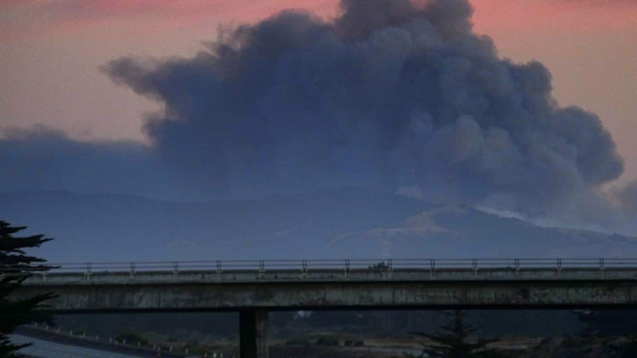 A large plume of smoke