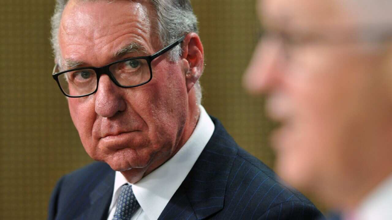 David Gonski speaks to the media