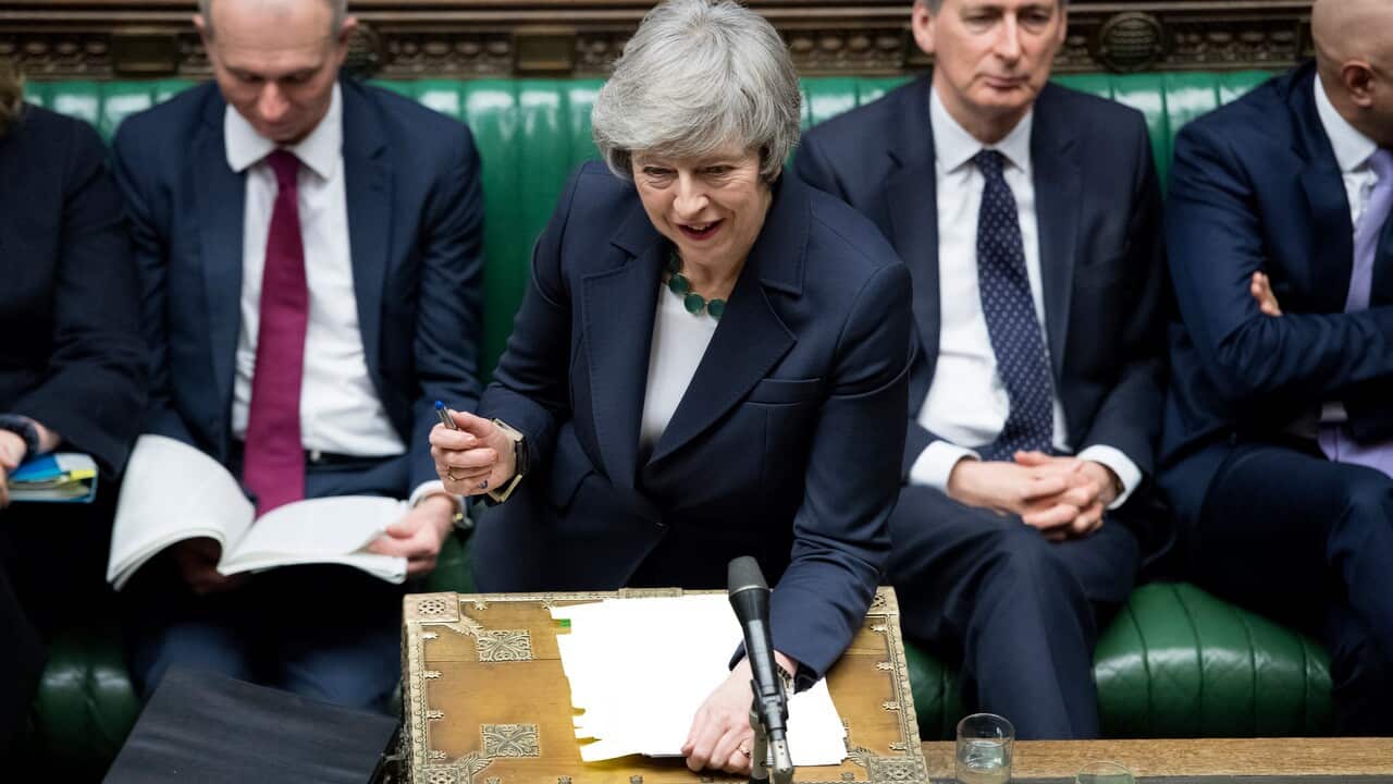 Theresa May during Prime Minister's Questions in the House of Commons.