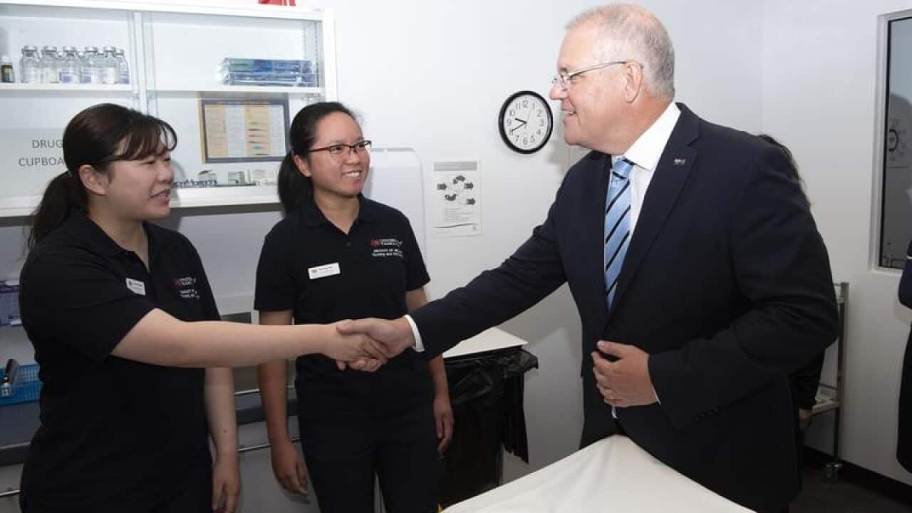 Scott Morrison visiting the University of Tasmania Nursing School