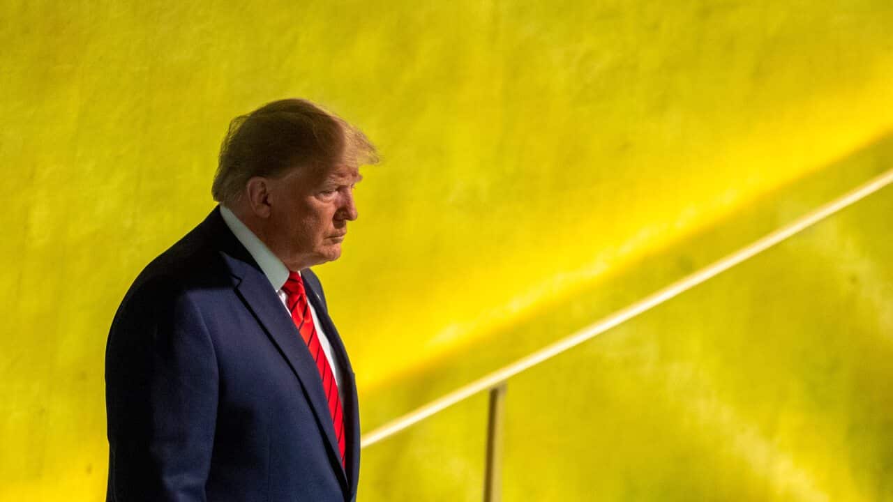 US President Donald Trump arrives to address the 74th session of the United Nations General Assembly