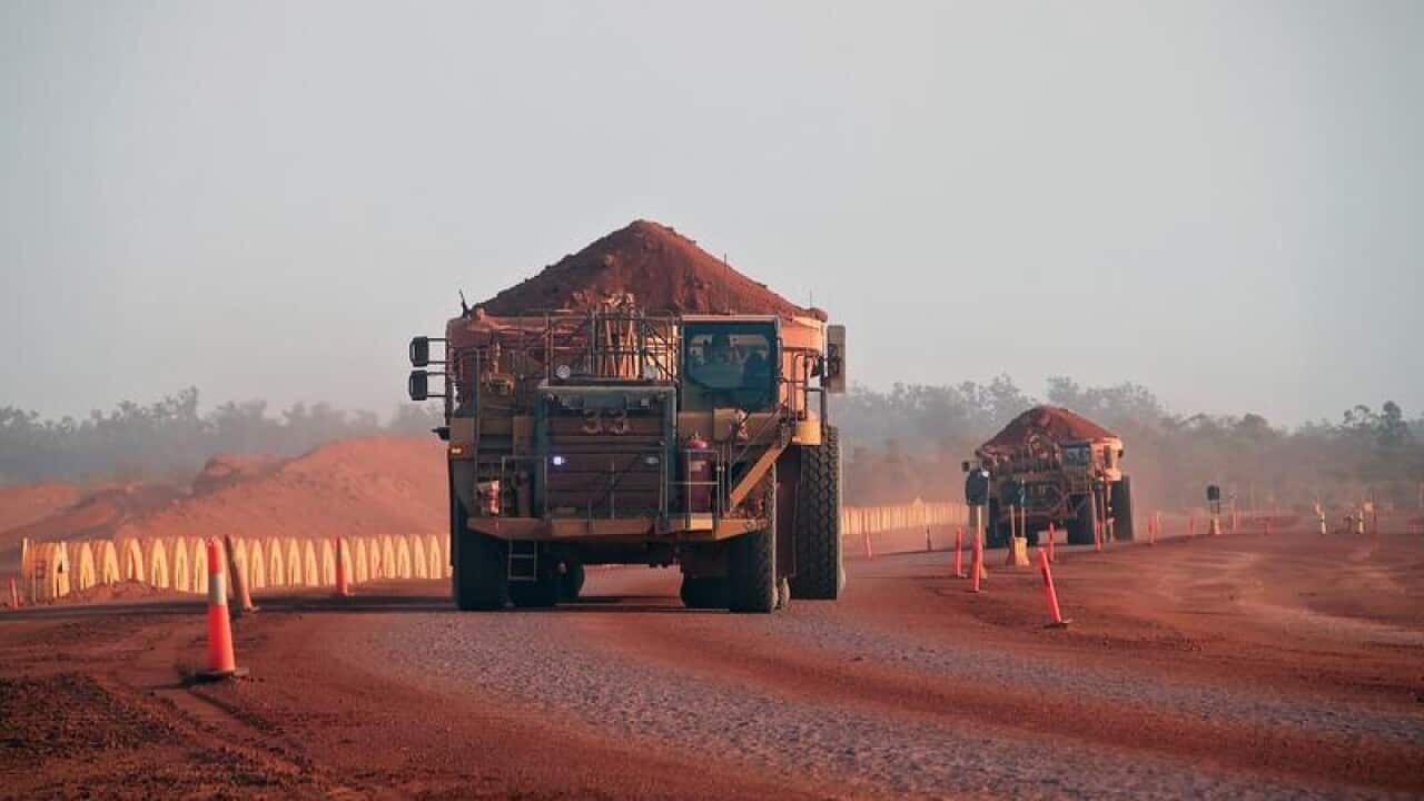 A haulage truck carrying bauxite at Rio Tinto's Weipa operations