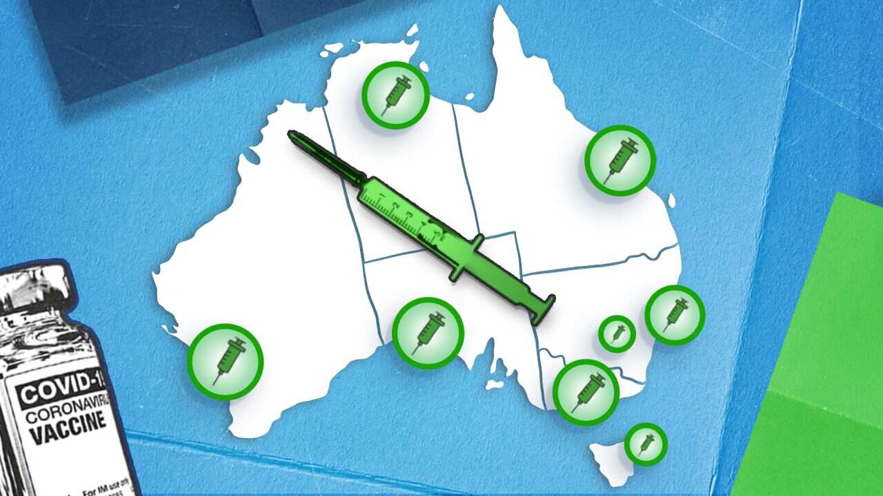 Artwork showing map of Australia and syringe icons