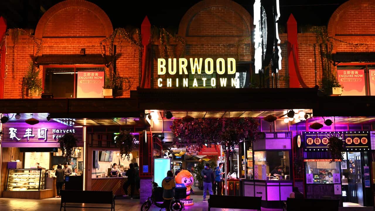 The shopping district in Burwood, Sydney