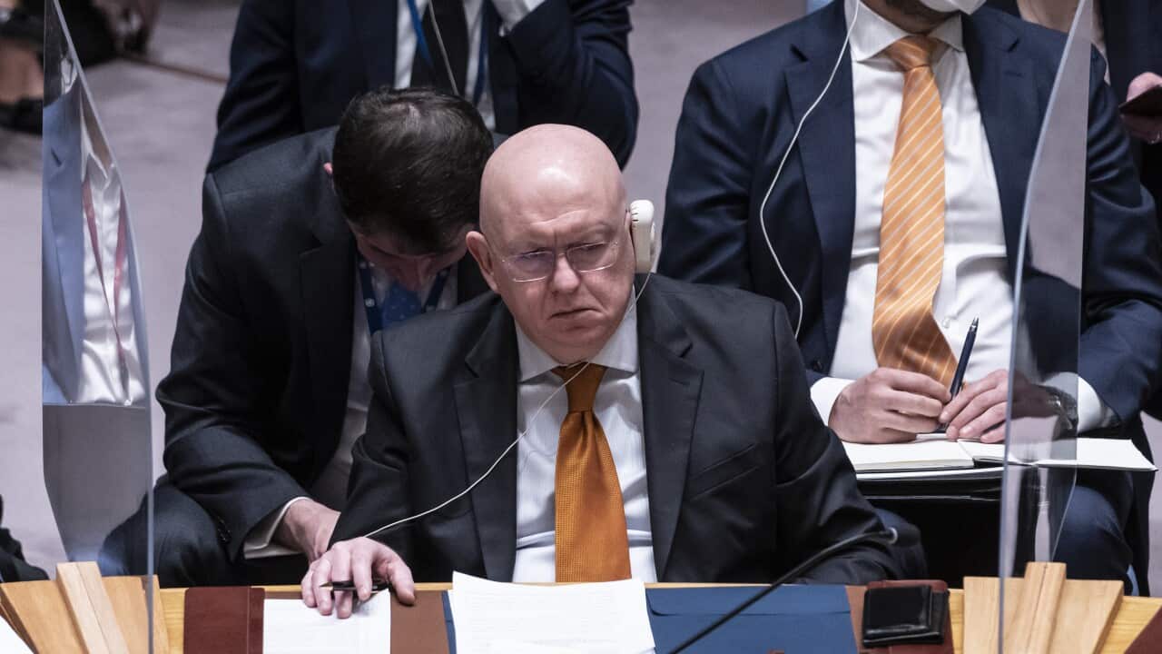 Russian Permanent Representative Vassily Nebenzia attends Security Council meeting