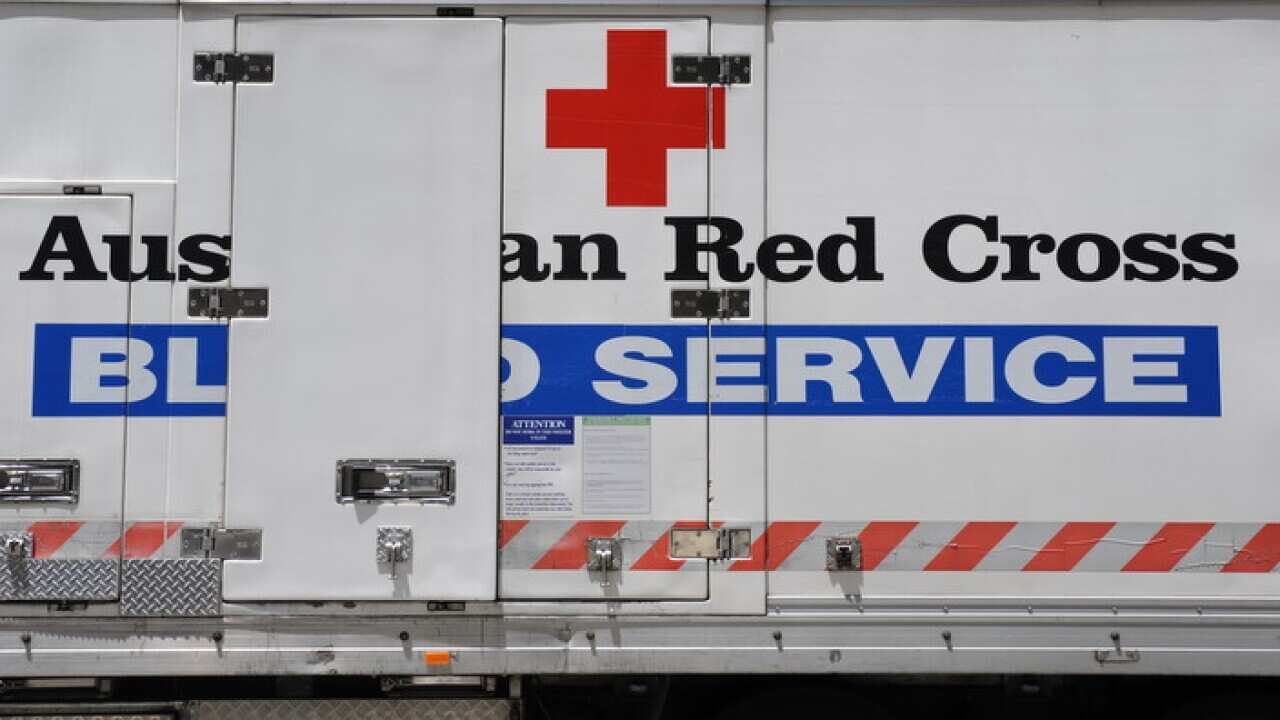 A Red Cross blood bank donation van.