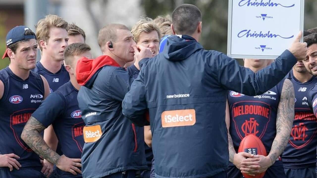 A file image of Melbourne Demons coach Simon Goodwin