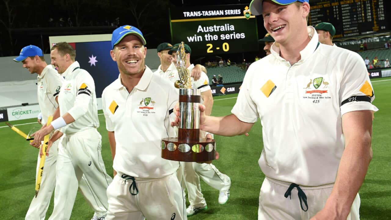 Australian cricketers David Warner (left) and Steve Smith