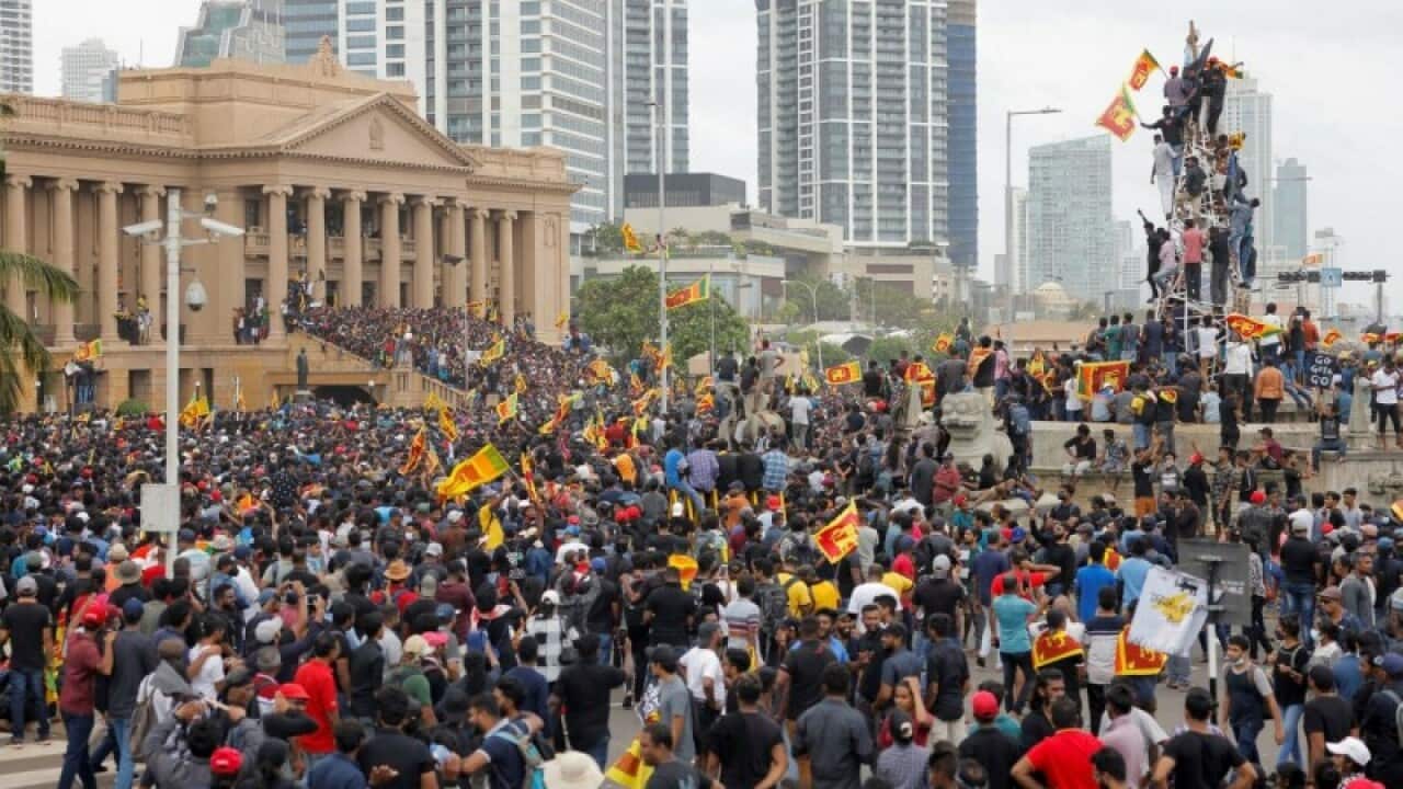 massive #GotaGoHome protest in Sri Lanka on July 9