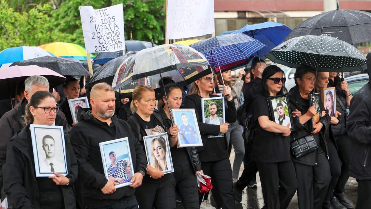 Parents of night club fire victims march in Kocani, North Macedonia