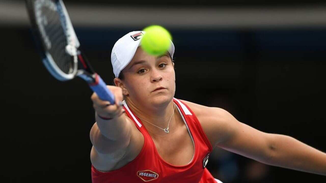 Ashleigh Barty in action.