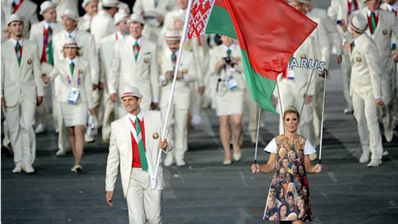Max Mirnyi with Belarusian flag at London Olympics 2012