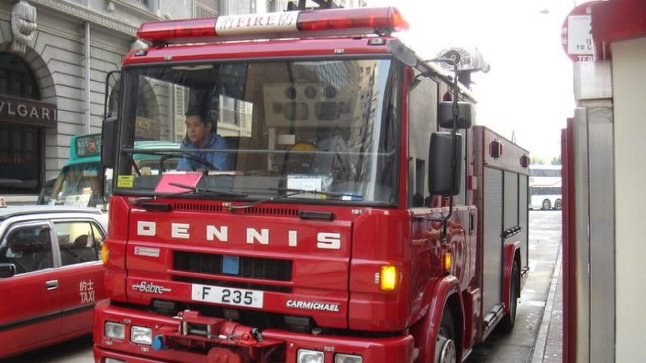 Fire engine in the Fire Services Department in Hong Kong