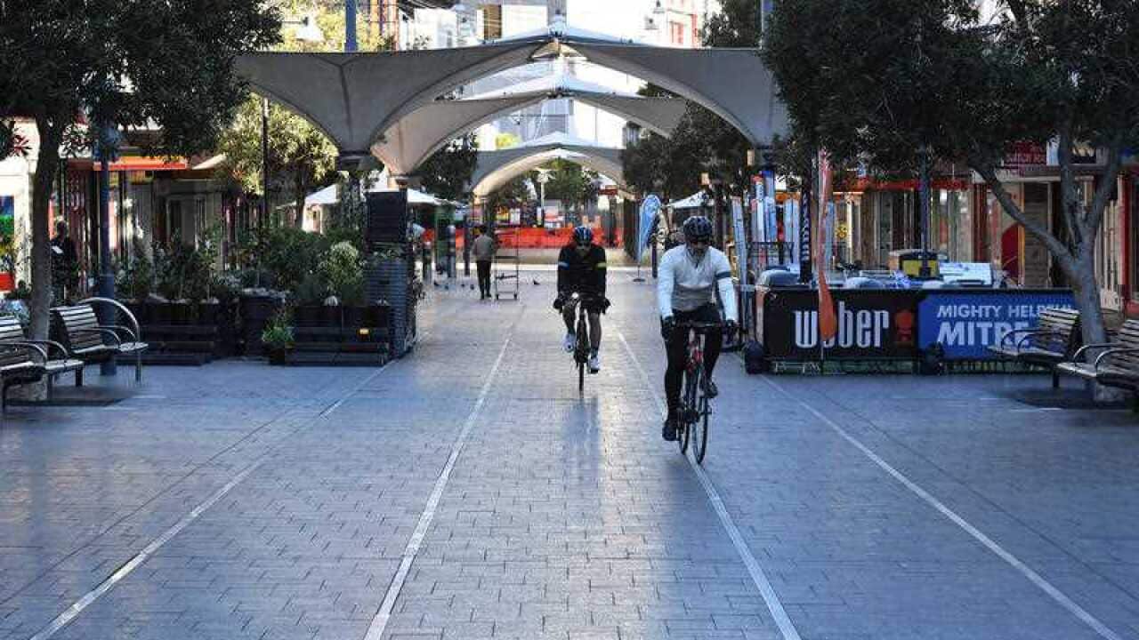Empty streets are seen at Bondi Junction in Sydney, Saturday, 26 June, 2021.