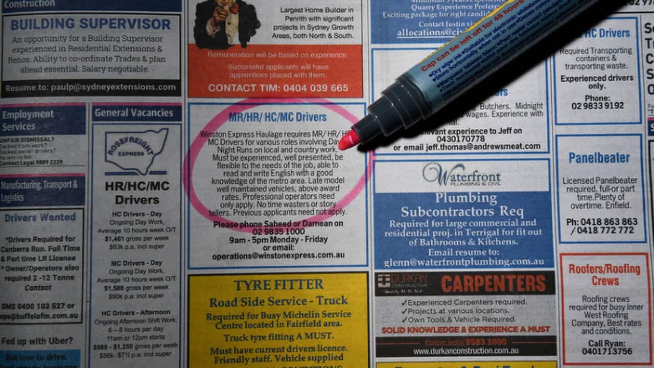 Classified job advertisements in Sydney, March 16, 2017