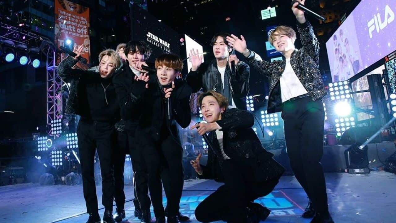 BTS perform during Dick Clark's New Year's Rockin' Eve 2020