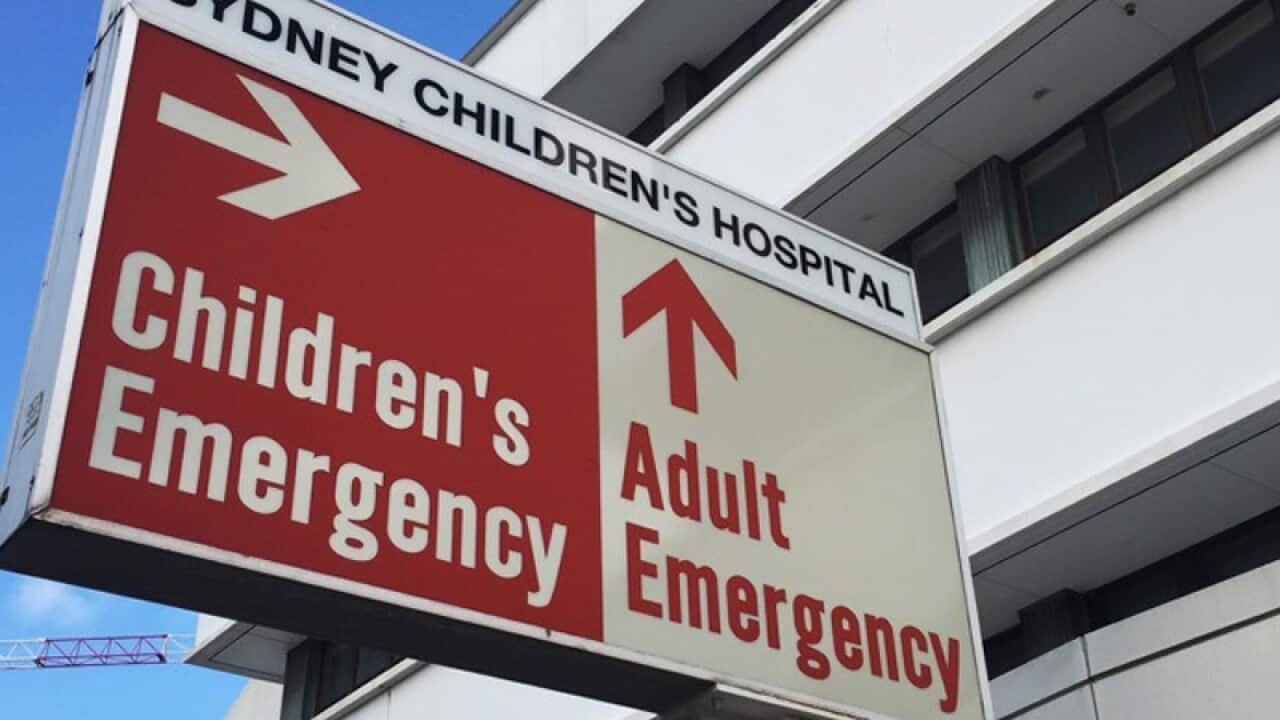 Emergency entrance signage seen at the Sydney Children's Hospital