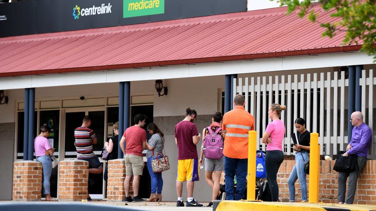 People are queuin up at Centrelink in Brisbane
