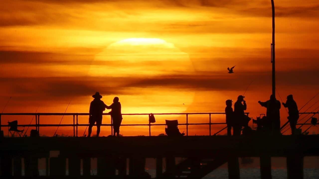 Sunrise over Altona pier in Melbourne