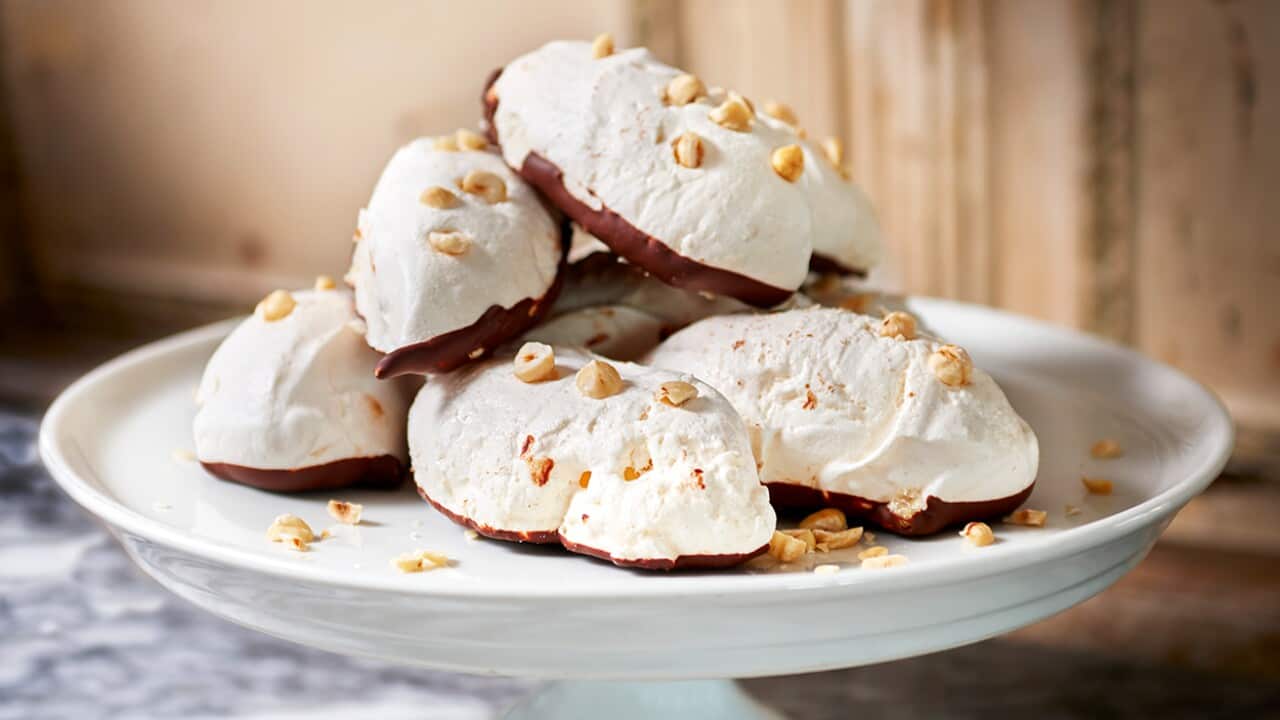 Giant chocolate and hazelnut meringues