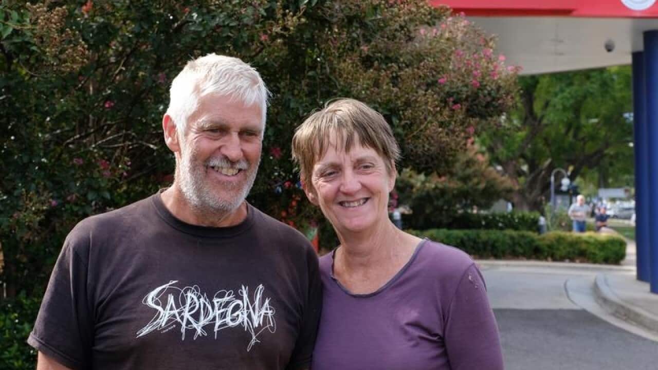 Trevor Salvado (left) and Jacinta Bohan outside of Wangaratta hospital