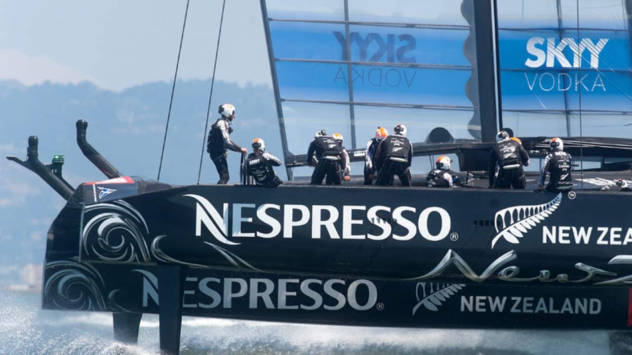 Emirates Team New Zealand sails against Italy's Luna Rossa