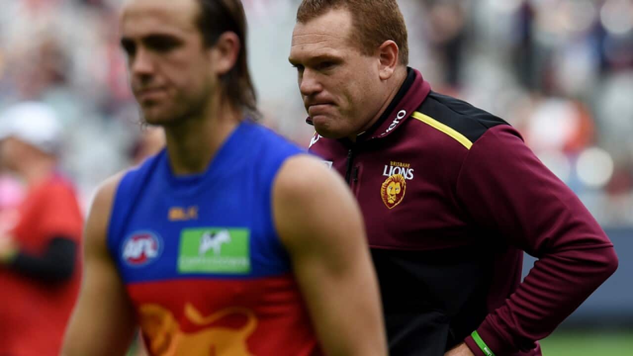 Coach Justin Leppitsch of the Lions