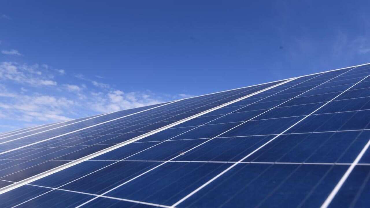 Solar panels are seen
