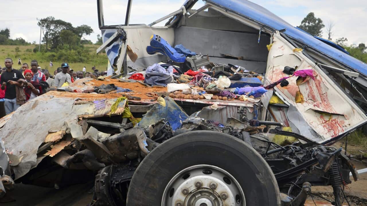 The scene of a bus crash near Changarawe village