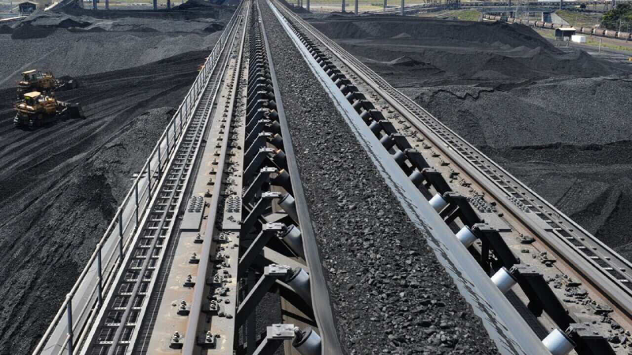 Coal is stockpiled at the RG Tanner Coal Terminal in Gladstone