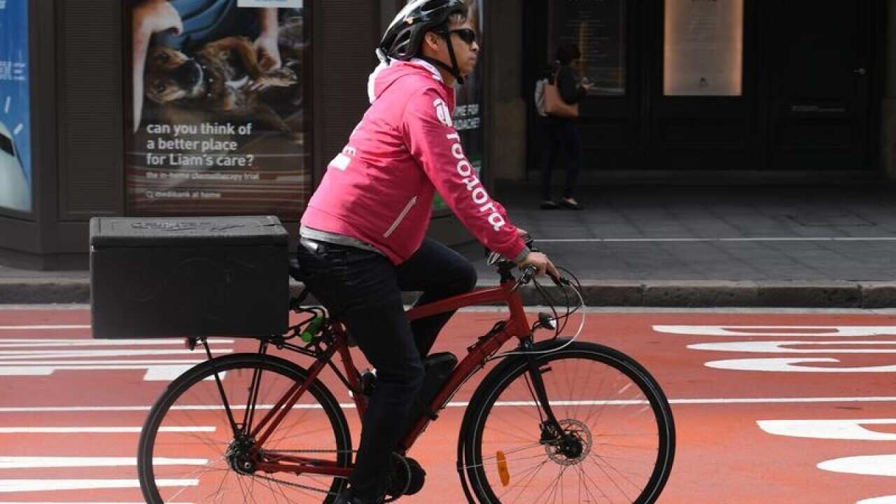A food delivery bike rider in Sydney