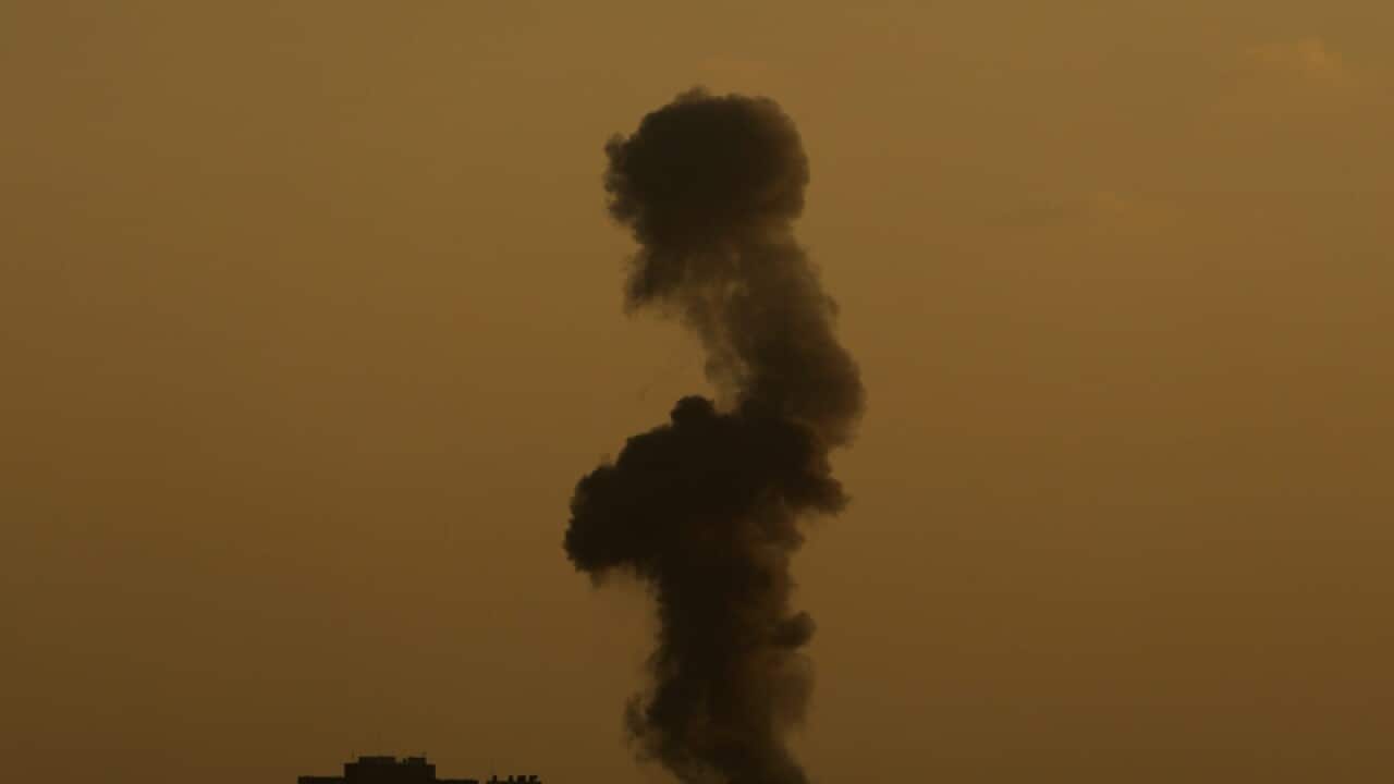 Smoke rises from a rocket attack on Gaza.
