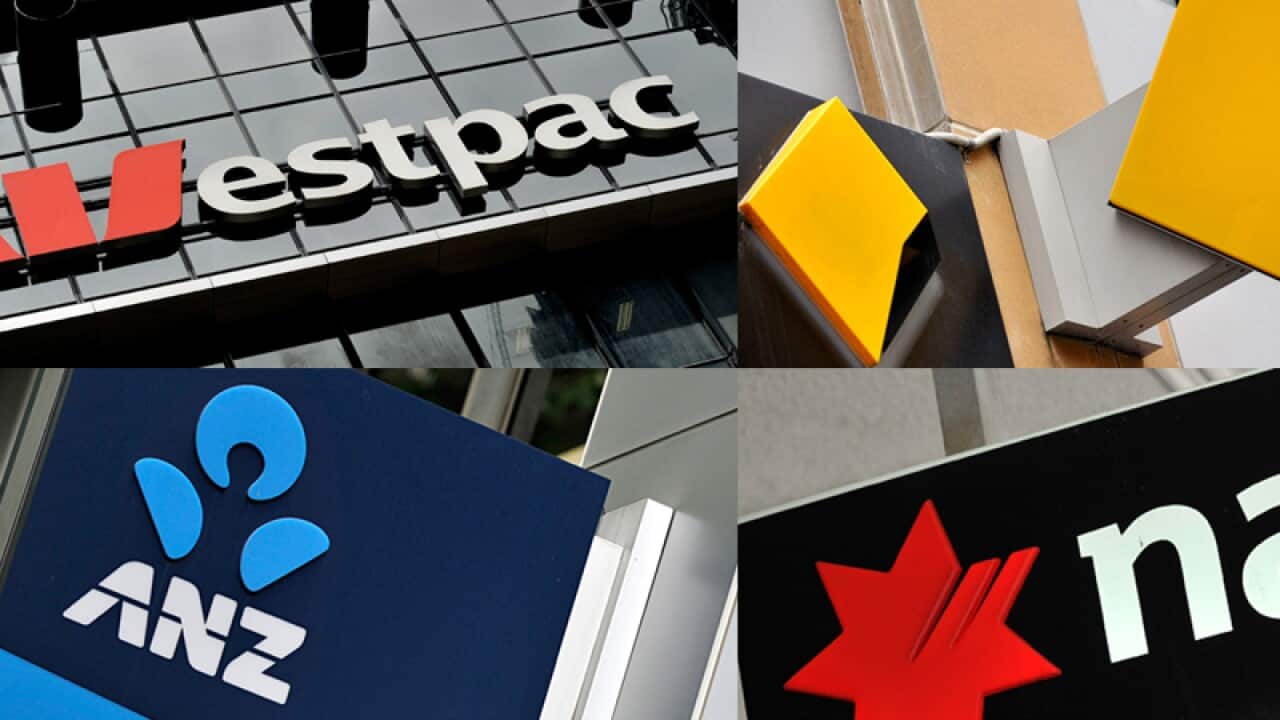 Signage for Australia's "big four" banks