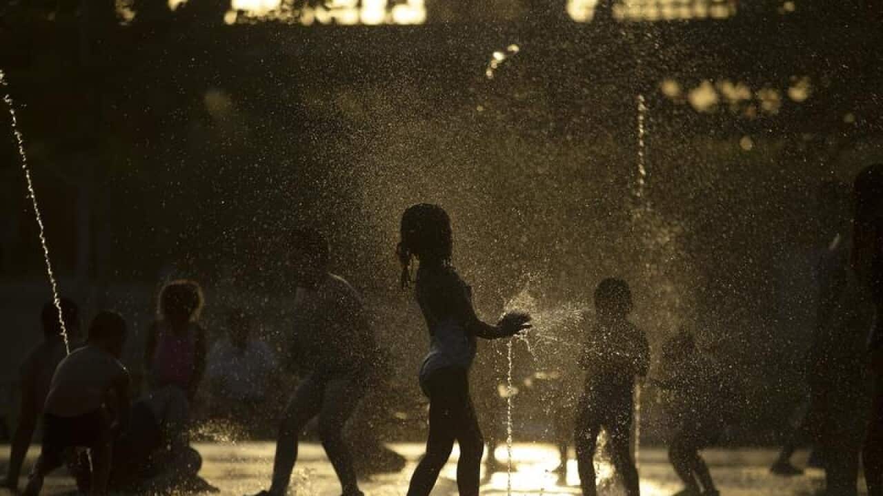 Europe heatwave children in Madrid