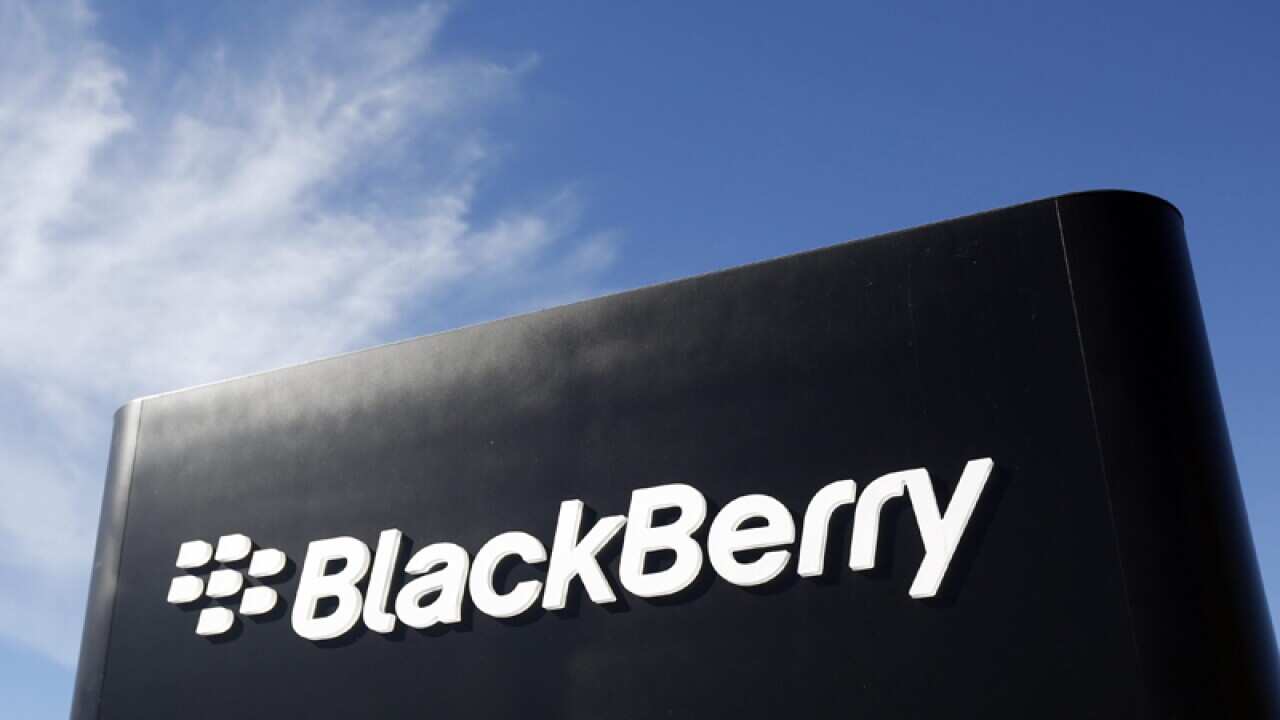 The logo outside the Blackberry campus in Kanata, Ottawa, Canada