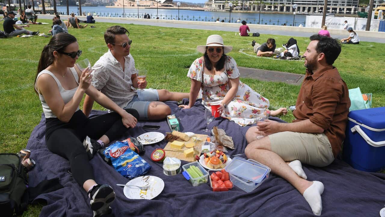 Fully vaccinated citizens are seen enjoying picnic in Sydney, Saturday, September 25, 2021.