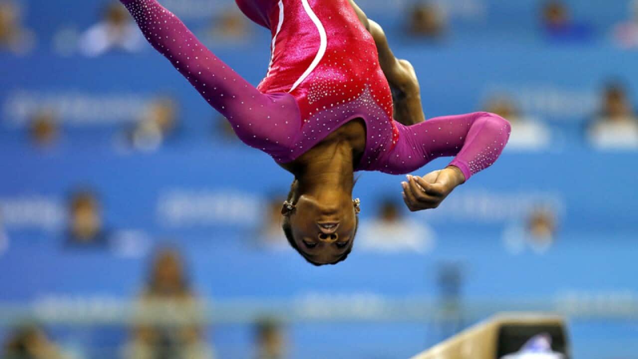 American Simone Biles in action