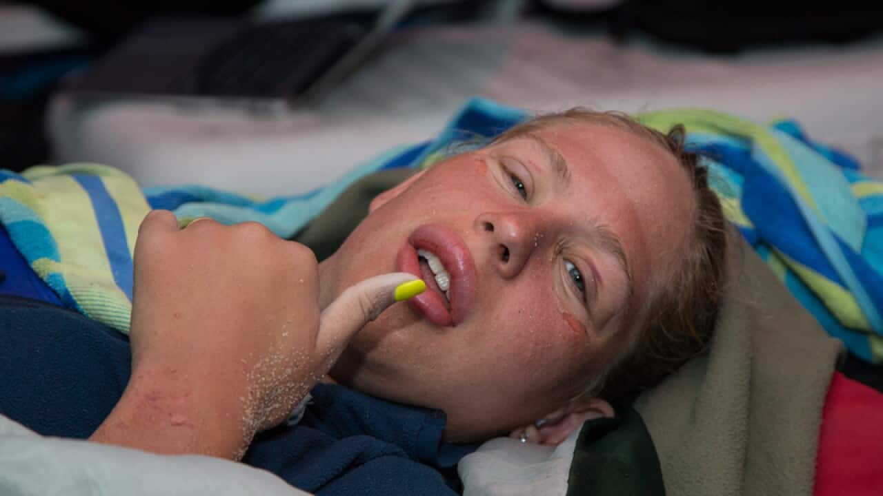 Chloe McCardel after the swim.