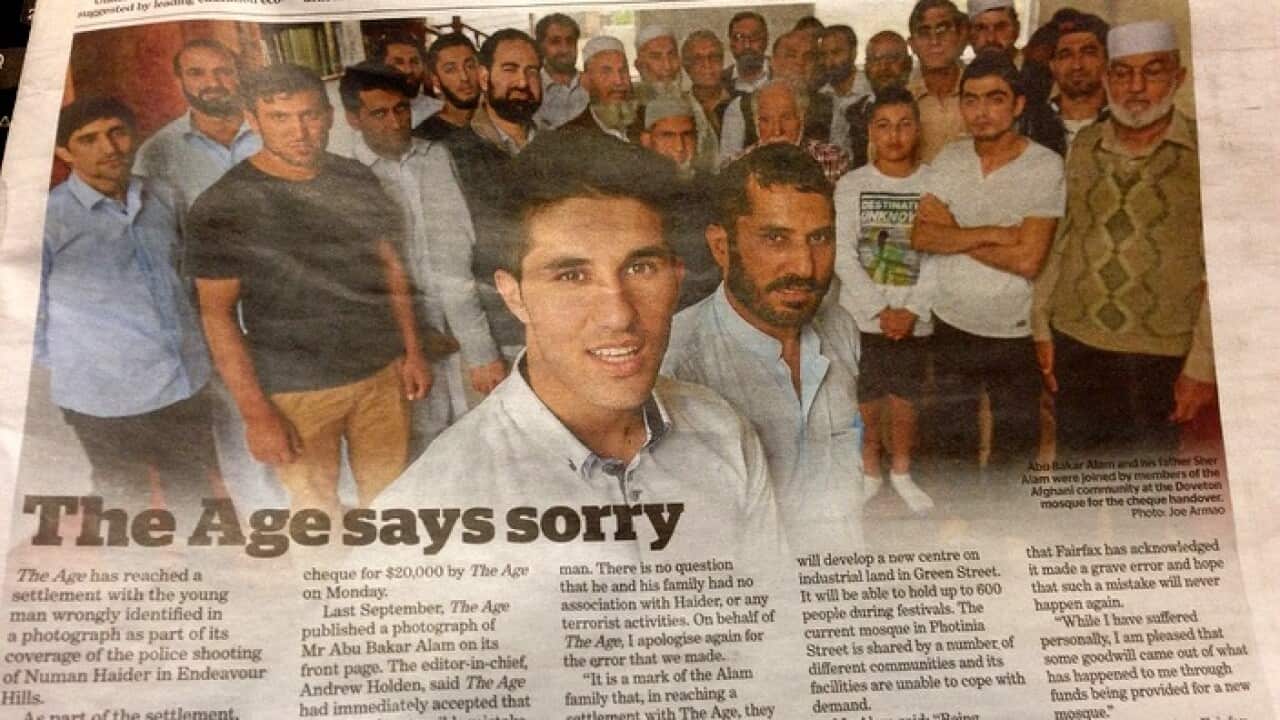 The front page of The Age