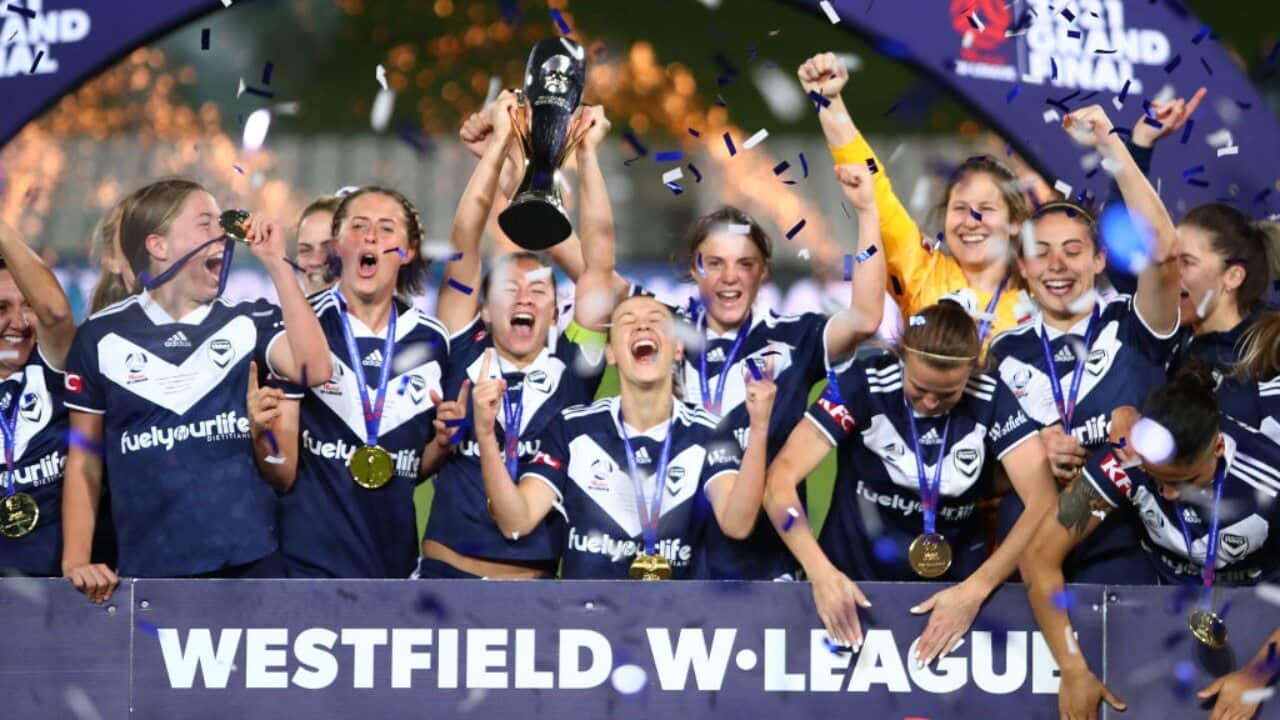 Melbourne Victory celebrate their W-League triumph