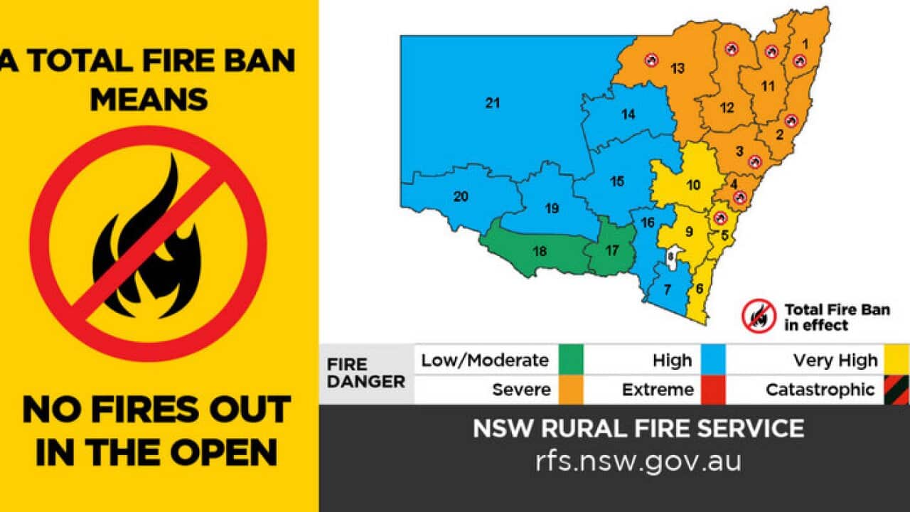 Total Fire Bans across large parts of NSW again today