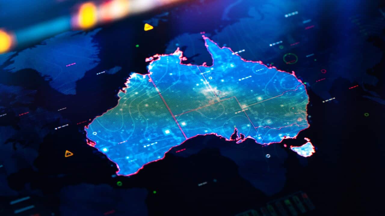Map of Australia on digital display